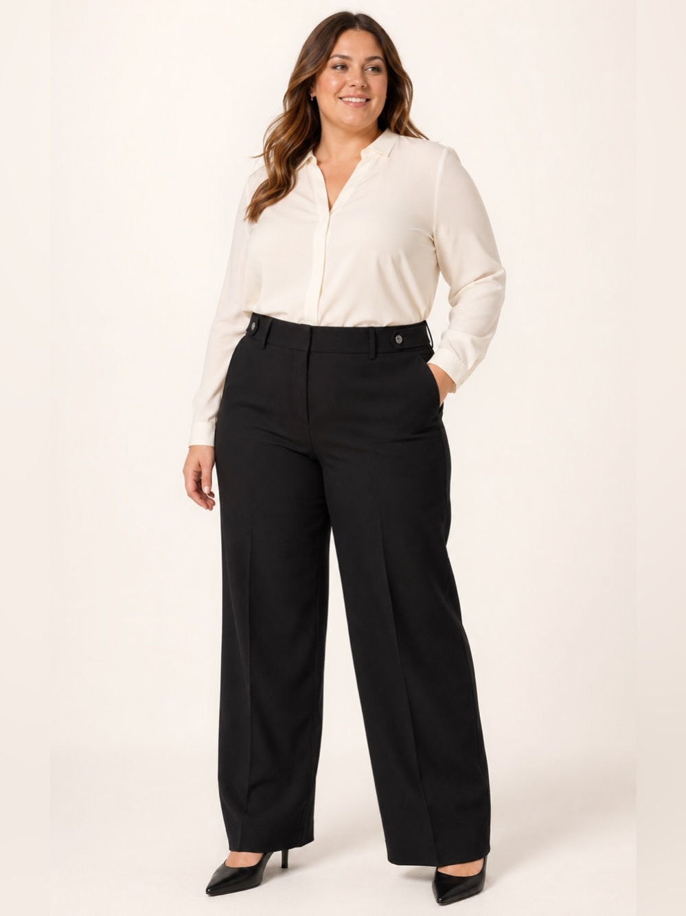 Talbots Greenwich Pant Black Wide Leg High Waist Stretch Size 18 NWT